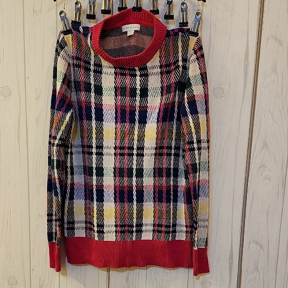 Plaid Women's Sweater - Pink, Blue, Yellow